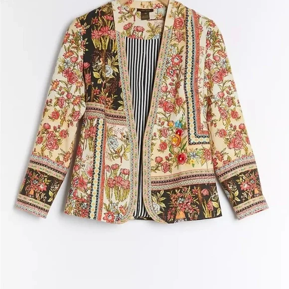 Anthropologie- Vineet Bahl Floral, Boho Multicolor Women's Jacket - Picture 1 of 6